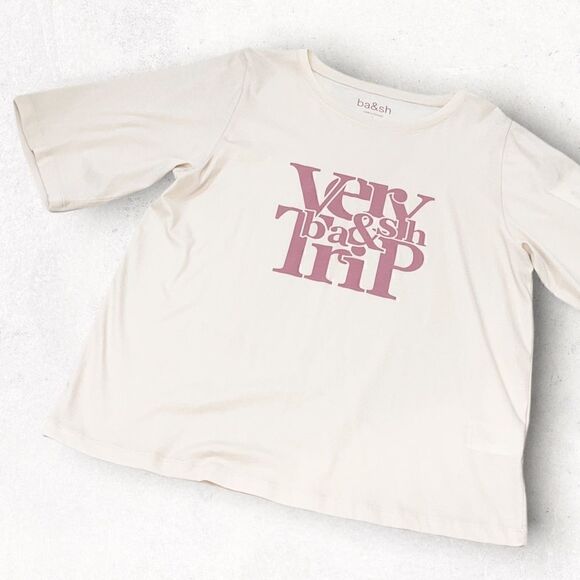 Ba&sh NWT “Very Ba&sh Trip” pink on pink short sleeve Tshirt LG - Picture 1 of 13